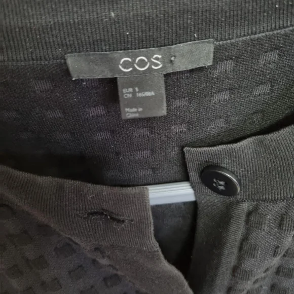 Cos Black grid textured oversized Cardigan Size small uk 8/10 - Picture 4 of 4